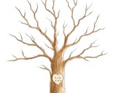 Wedding Guest Book SMALL Tree Thumbprint Tree 11 x 14 up to 60 guests