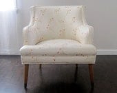 Vintage Mid Century Lounge Chair Vinyl Cherry Blossom Upholstery 1950s