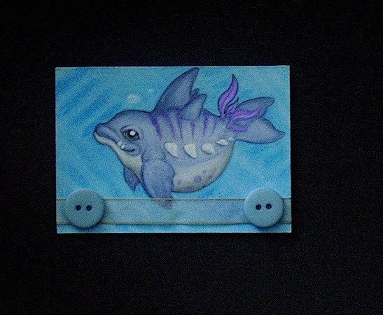 Sea monster illustration Aceo
