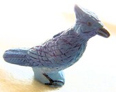 Blue Jay Bead Peruvian Ceramic Focal Bead, Hand Painted Woodland Bird