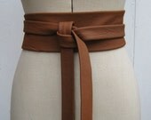 Tan caramel leather knot wrap belt