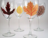 Fall leaves hand painted wine glasses Seasonal Autumn leaves painted stemware Autumn colors - set of 4 - RaeSmith Fall leaves hand painted wine glasses Seasonal Autumn leaves painted stemware Autumn colors - set of 4 - RaeSmith
