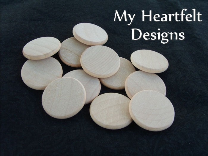 1 inch Wooden Round Circles (Lot of 50) Unfinished Wood Pieces