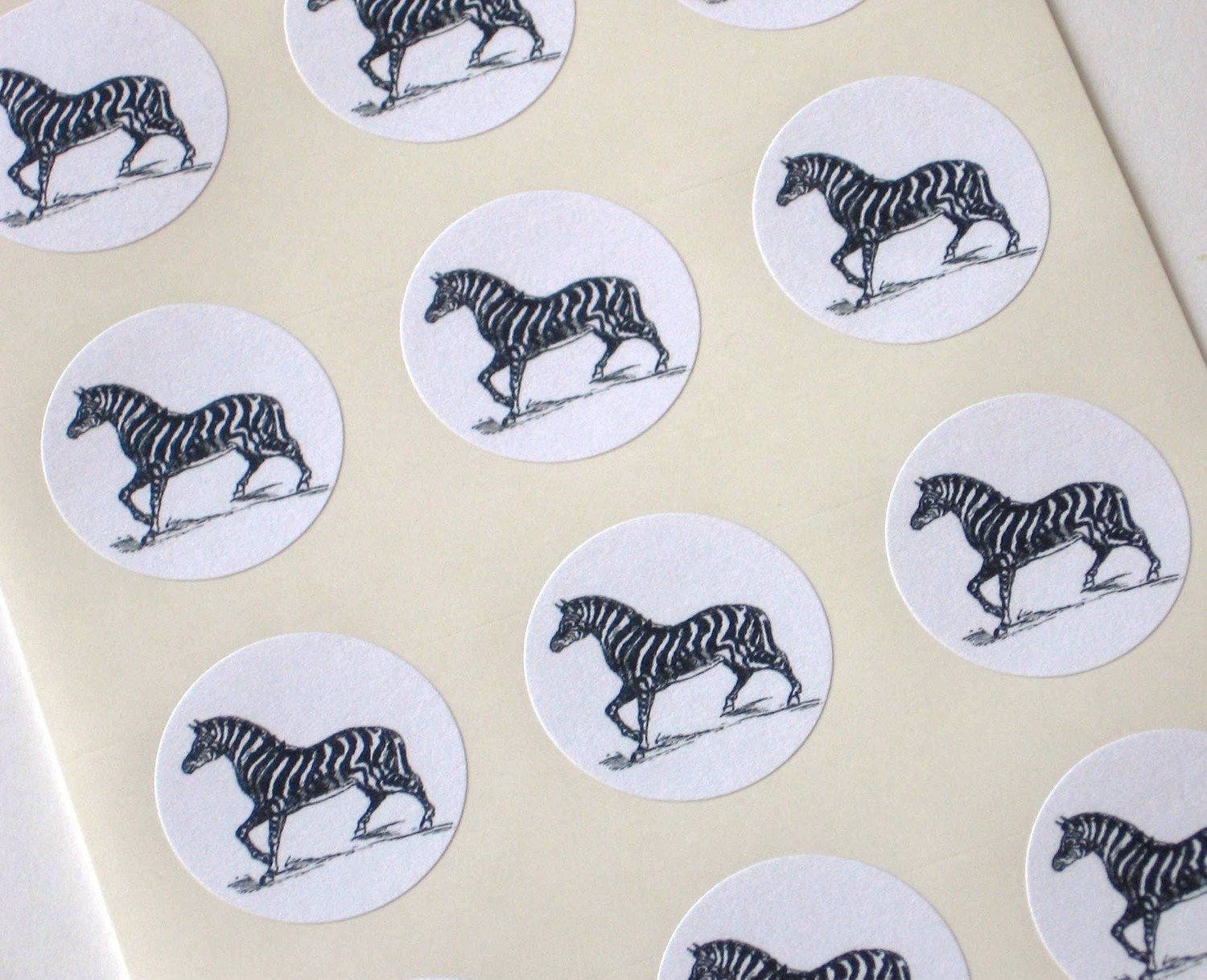 Zebra Stickers One Inch Round Seals