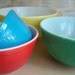 Vintage Pyrex 400 Series nesting bowls, primary colors