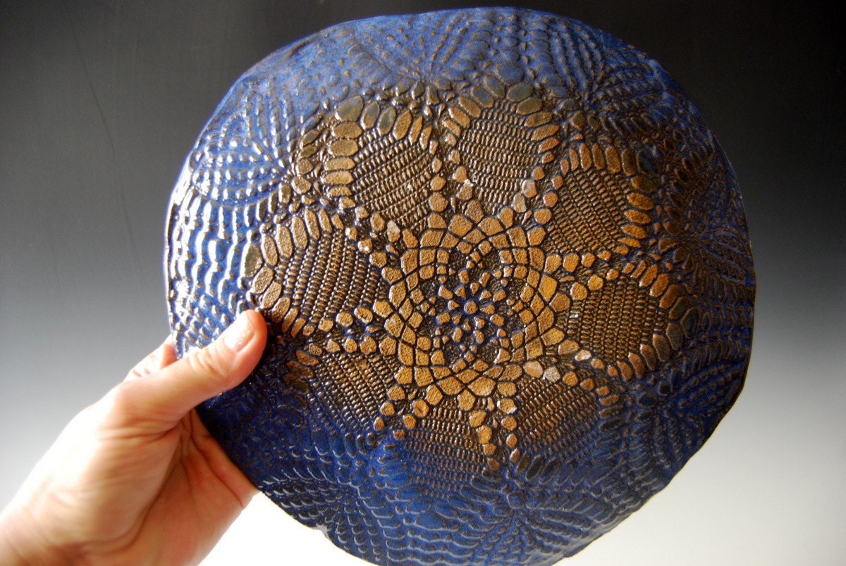 Amazing Blue Ceramic Plate - handmade tableware - wedding gift - housewarming Unique Organic shaped dish