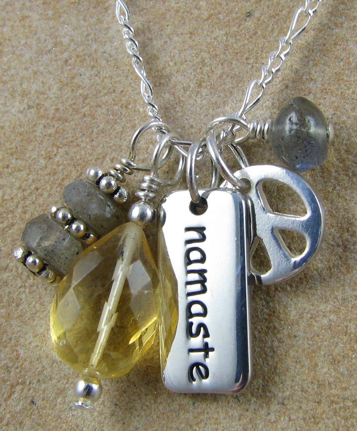 Yoga Jewelry, Namaste Charm Necklace, Chakra Jewelry
