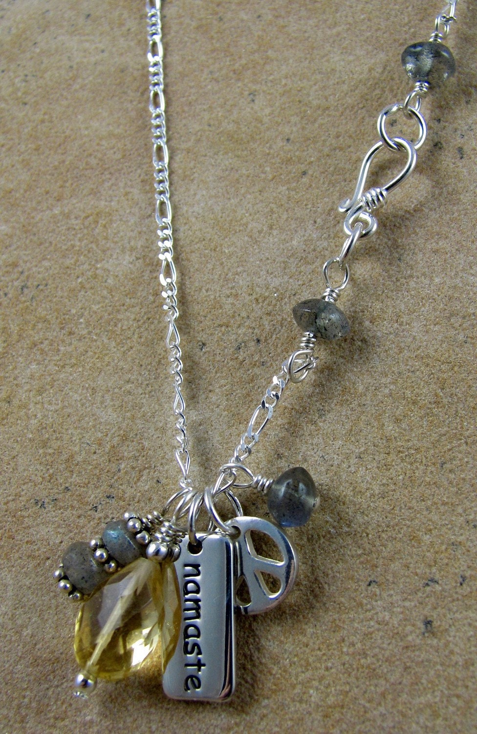Yoga Jewelry, Namaste Charm Necklace, Chakra Jewelry