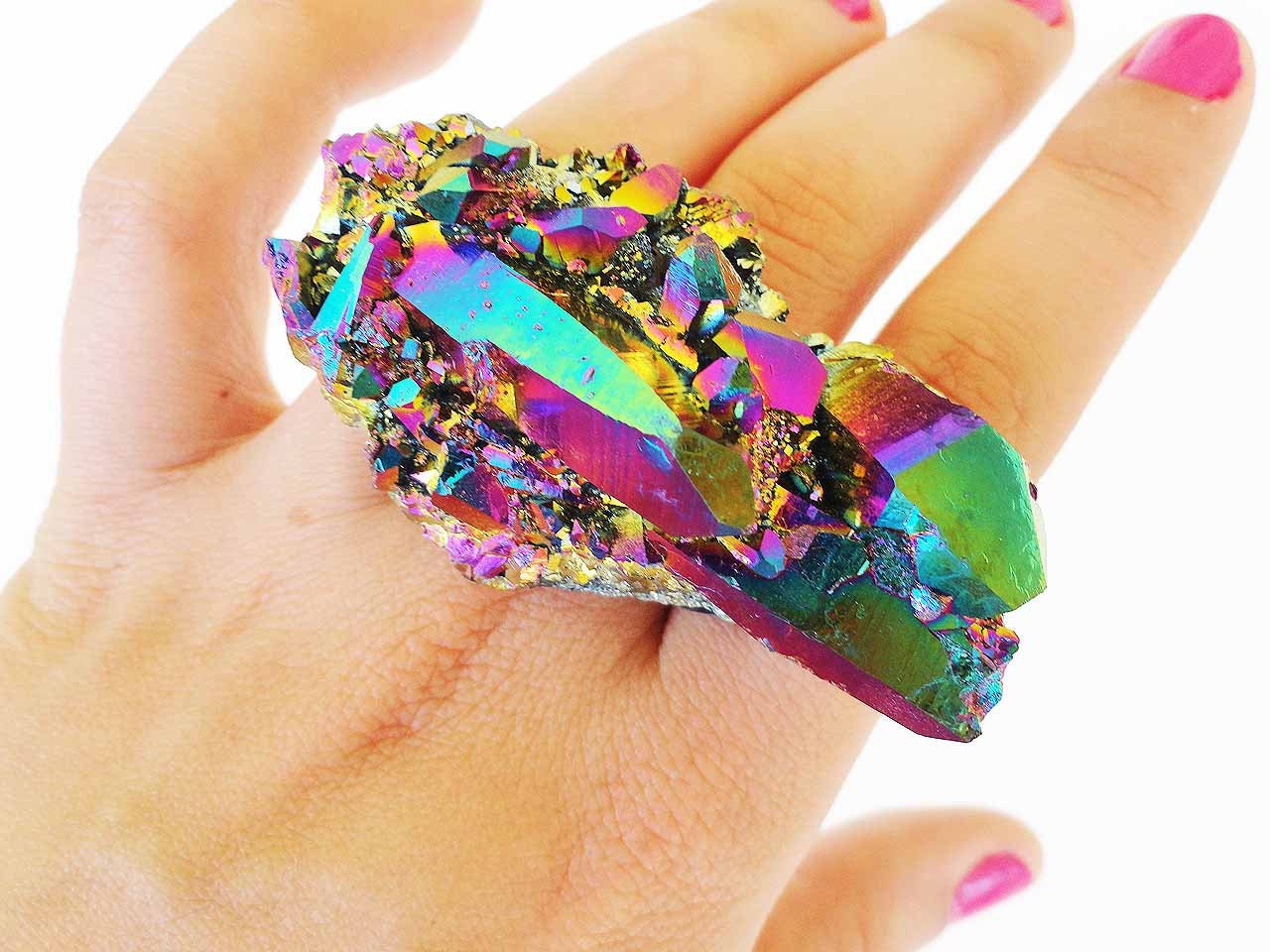 Rainbow quartz ring, SCILIA