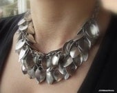 Double Strand Scale Statement Necklace, Aluminum Chainmail, Bold Scalemail Fashion
