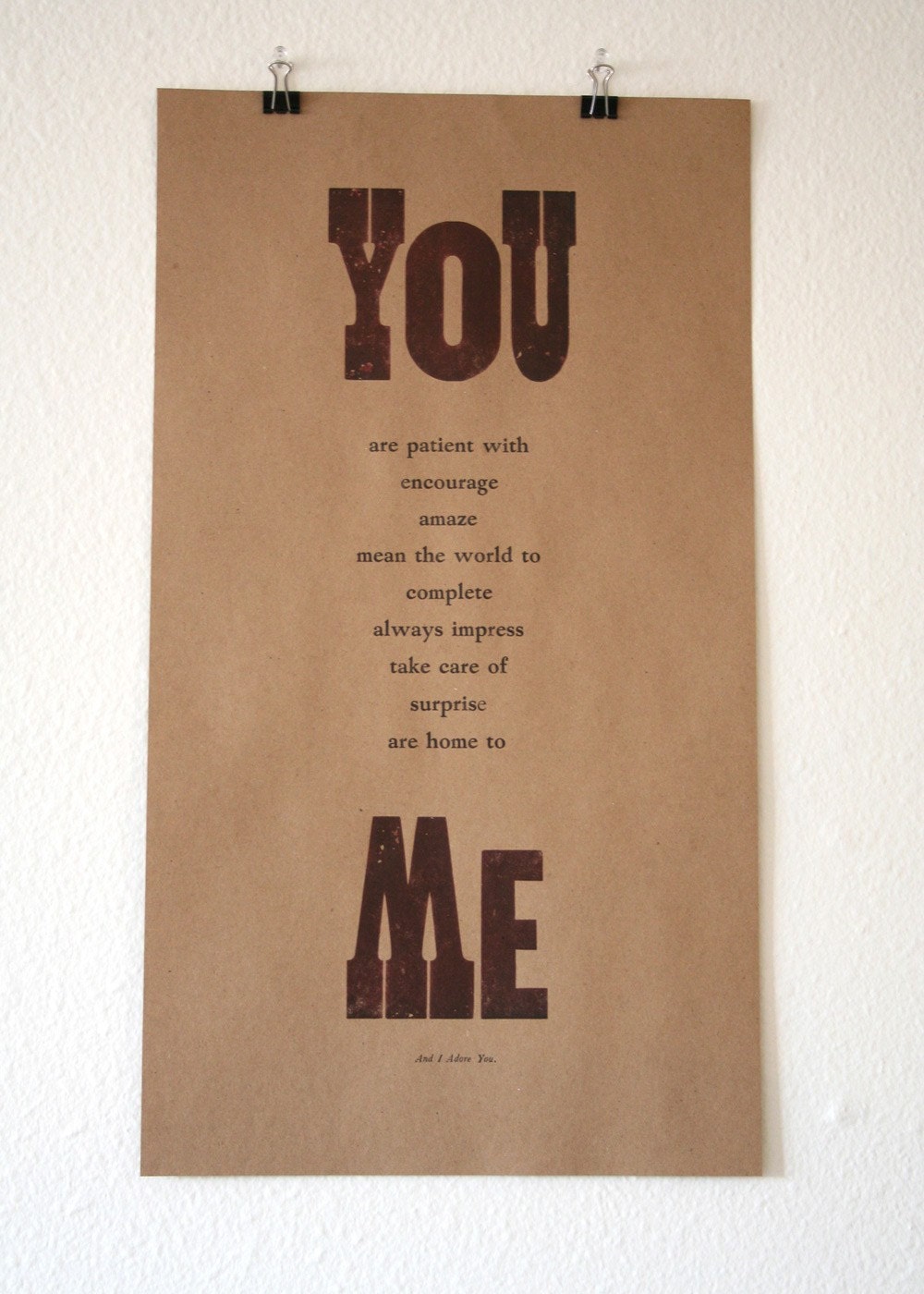 You and Me Letterpress Print