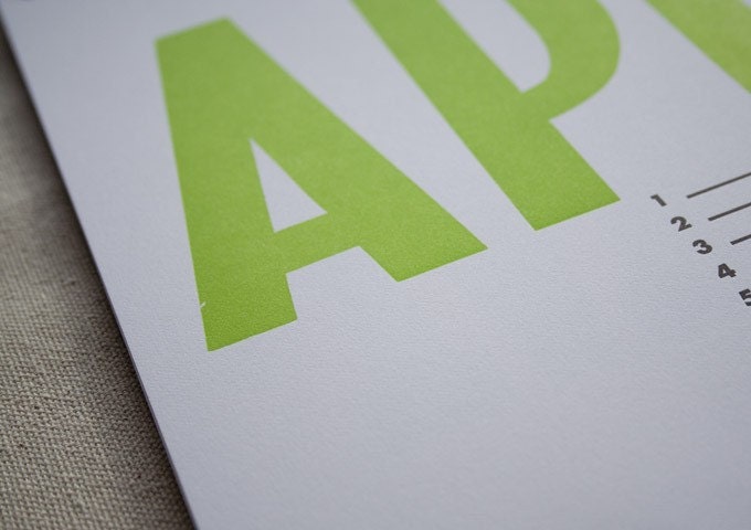 Letterpress Printed Wood Type Perpetual Calendar