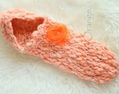 OOAK Newborn Reversible Hooded Cocoon with Removable Orange Organza Flower Blossom - Coral - Photography Prop - Summer Collection