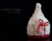 OOAK Newborn Luxe Textured Pixie Gnome Hat with Removable Bow - Snowy Christmas Berries - Christmas Collection