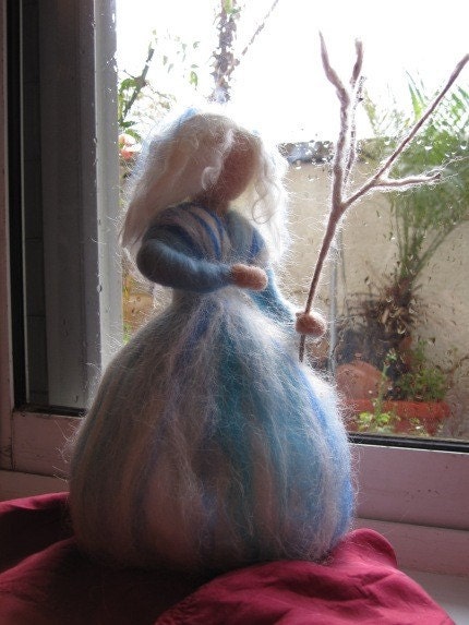 Needle felted Waldorf Winter maiden- standing doll-soft sculpture-Made to custom orders