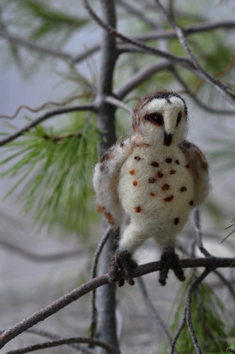 Needle Felted  Wool Animals- Waldorf inspired Halloween Decorations Owl-  Soft Sculpture--needle felt by Daria LvovskyFor custom order