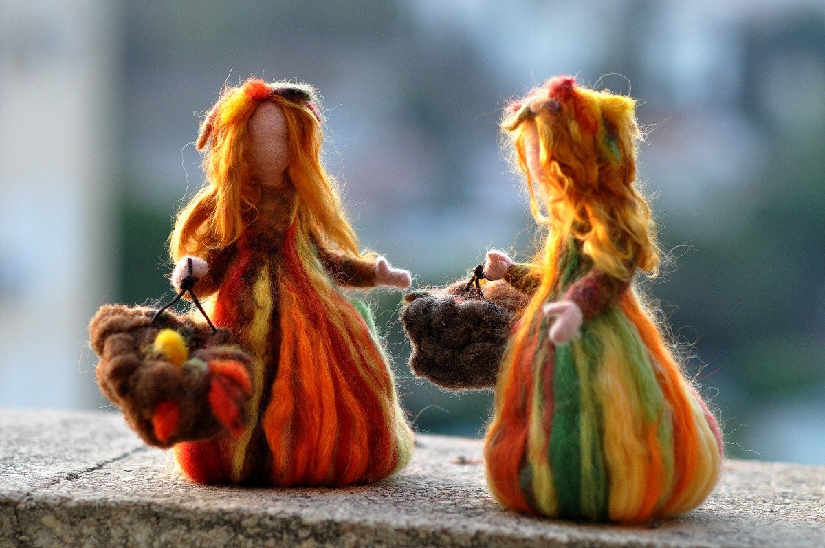 Needle Felted Doll Waldorf  Fairy-Autumn-Waldorf inspired standing doll-soft sculpture -needle felt by Daria Lvovsky--Made to custom orders