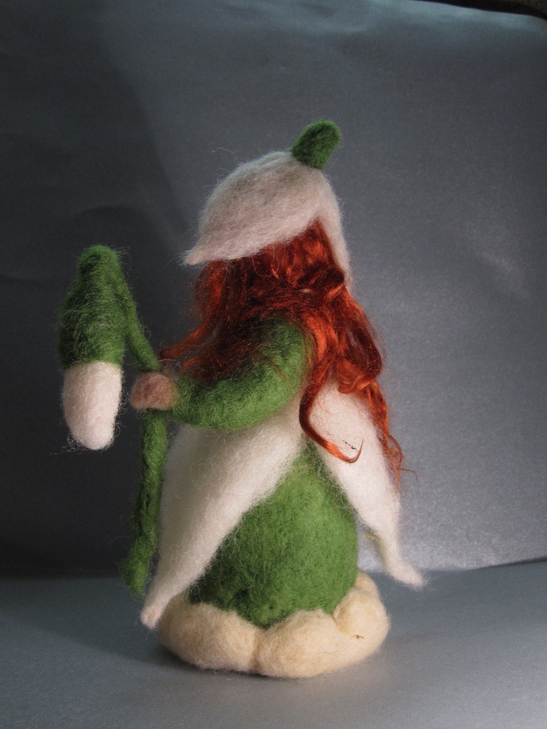 Needle felted Waldorf  Snowdrop Maiden-Flowers children- standing doll-soft sculpture-needle felt by Daria Lvovsky