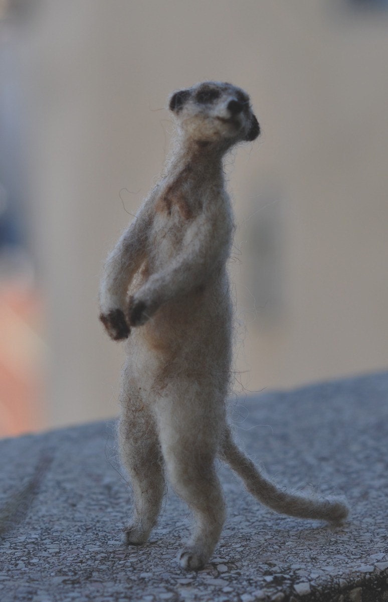 Needle Felted Animals- Slender-Tailed Meerkat-Suricate-Made for custom orders