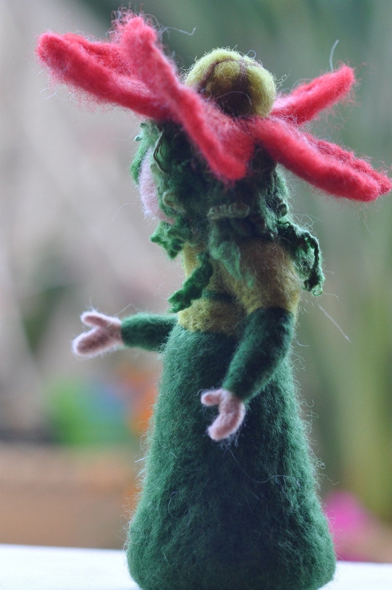Needle felted Waldorf Poppy-girl- soft sculpture --needle felt by Daria Lvovsky -For custom orders