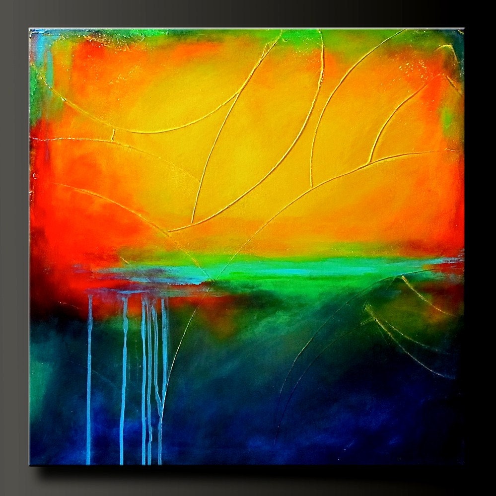 Primary Colors - 24 x 24 - Original Modern Acrylic Abstract Painting - Fine Art- Original Contemporary Wall Art