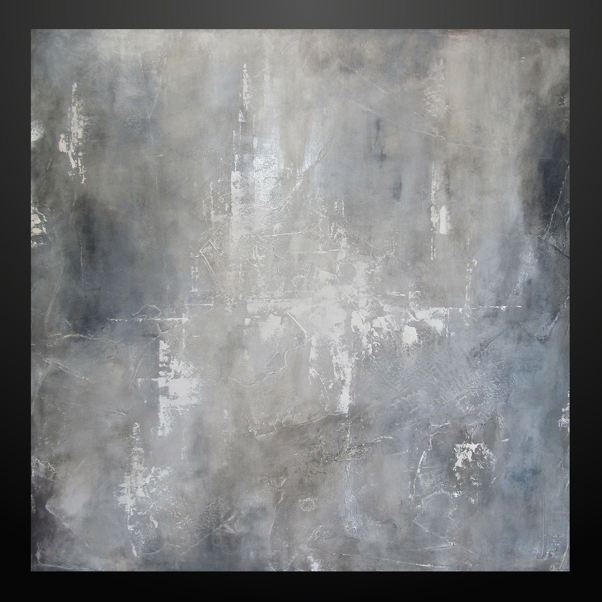 In The Mist - 40 x 40- Abstract Acrylic Painting - Huge - Highly Textured- Urban Contemporary Original Modern Wall Art