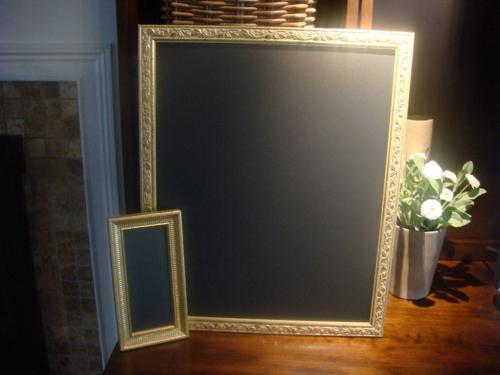 Chalkboard Set, Two Ornate Gold Framed Chalkboards
