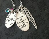 Loss of Loved One Hand Stamped Angel Wing Necklace - Personalized Jewelry - Sterling Silver