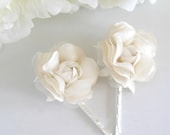 flower hair clip silk flower hair clip white/ivory flower hair clip Wedding Hair Accessories -2 white hair flowers
