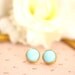 Sale Round pale turquoise Aqua Blue post earrings - clips or studs