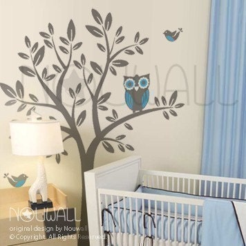 Vinyl Kids Wall Decals Wall Sticker Tree Decal - Owl on Tree - 090