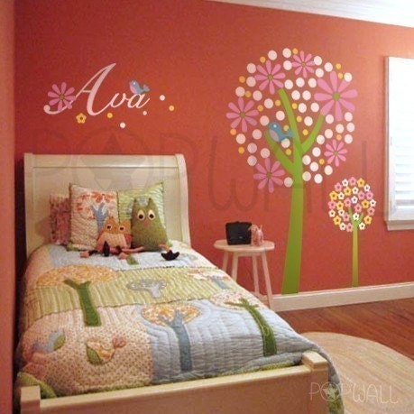 Children Wall Decal Wall Sticker Nursery Decal Art -Colorful Tree Decal with Custom Name Kids Decal