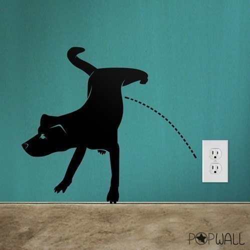 wall decals wall sticker art animal decal  - Naughty Dog Pissing  - 013