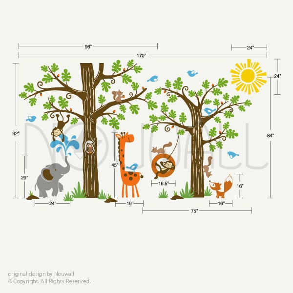 Children Wall Decal Wall Sticker Nursery decal - Wondrous Woodland tree decal - 107