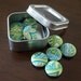 Fabric Button Magnets - Aqua & Green Peaceful Paisley