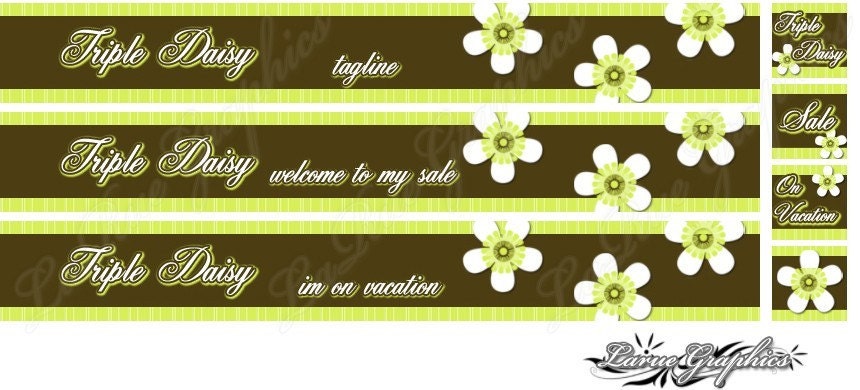 Regular 7 Piece Set - Triple Daisy - Banner/Avatar Package