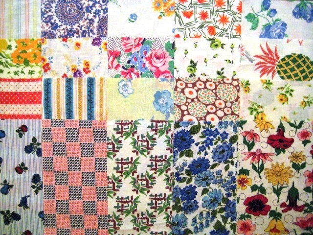 Vintage Feedsack Fabric, 20 10-inch Squares
