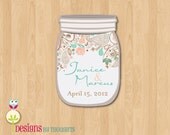 Customizable Rustic Mason Jar Wedding Tags - Beautiful floral design perfect for gifts, favors and more - Set of 50