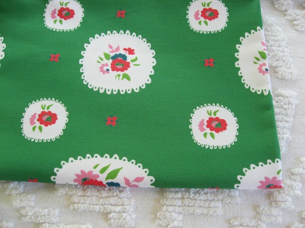 Organic Cotton Fabric Pretty Little Doily Green Fat Quarter