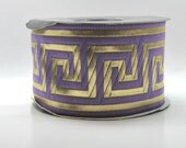 Lavender  and Gold  Greek Key Jacquard  Ribbon Trim  45MM