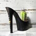 SALE Drunk Girl. stiletto cactus planter. feminist art. reclaimed rhinestone high heel.