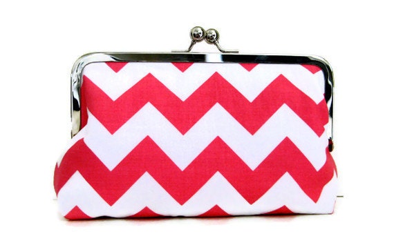Pink Chevron CLUTCH PURSE Chevron  Bridesmaid Clutch by Cutiegirlie