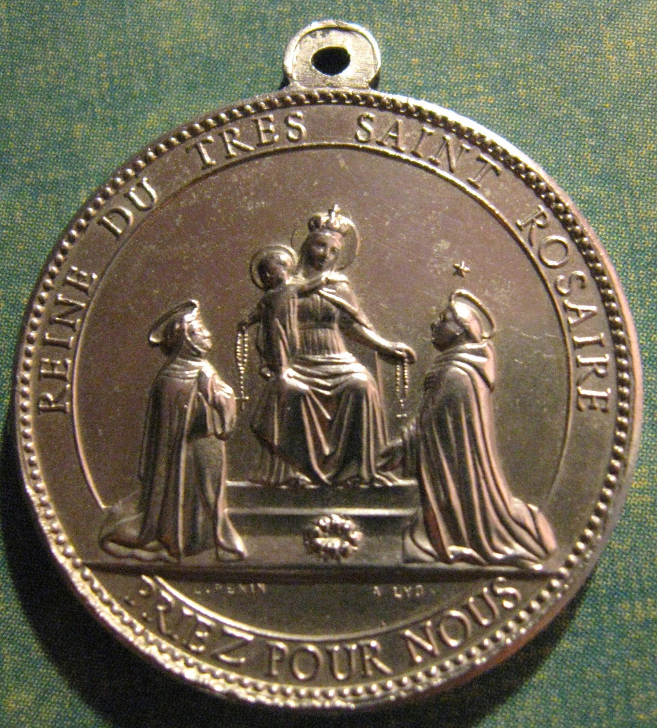 Antique French I Am The Immaculate Conception Queen Of The Holy Rosary Religious Medal Signed Penin SS-219
