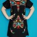 Mexican Fine Mini Dress Flowers Embroidered Handmade Spring Nigth Party Elegant Small / Medium