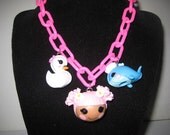 LALALOOPSY Girls Child's Necklace SEW Cute HOLLY Doll Pink Button Barbie Shoe