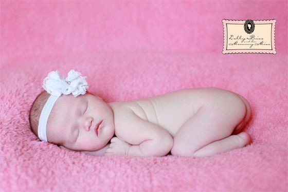 Baby Headband - Baby Flower Headband - Infant Headband - Newborn Headband - Toddler - Head Band - White