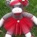 Sock Monkey Doll, Plush Toy in Red Tutu