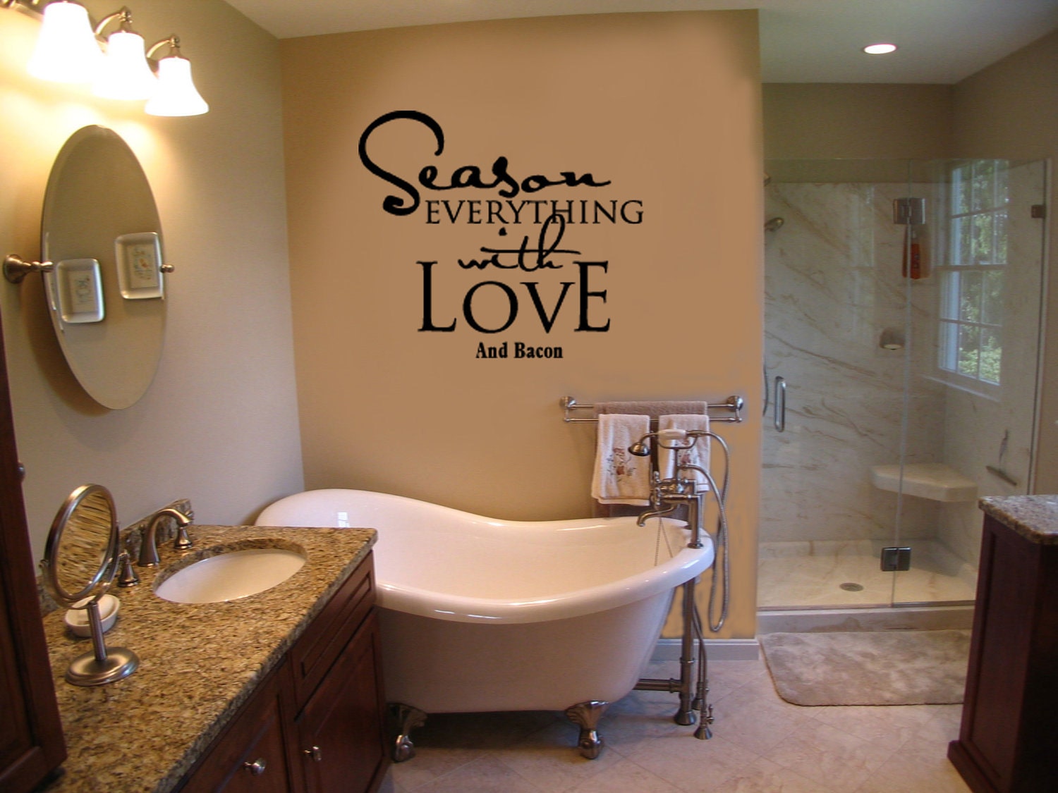 Season Everything WIth Love...and bacon.  Vinyl wall decal I was compelled to create.