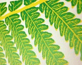 Reduction Linocut Fern Print - New Zealand Art