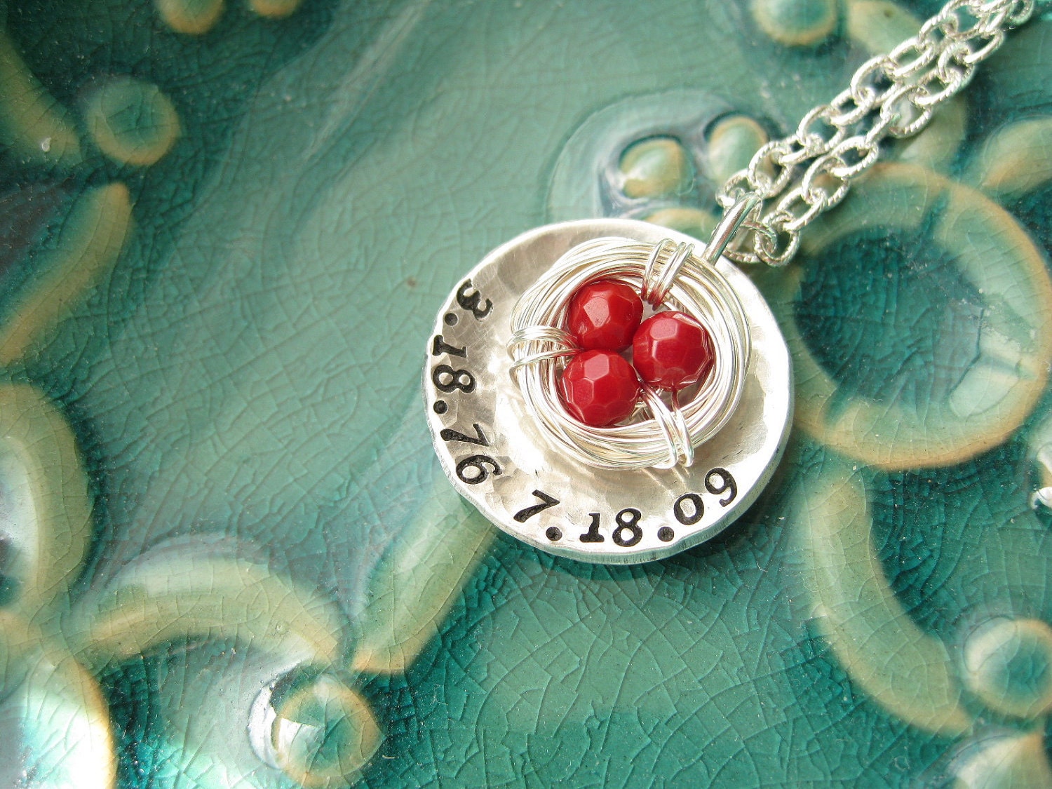 Mother's Nest Silver Necklace - Nest is More - Personalize children stamped stamp mom mother custom engraved personalized